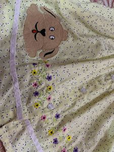 Cute Yellow  Print Baby Dress