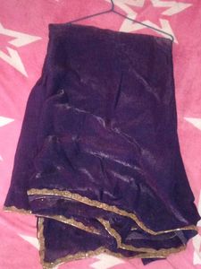 Elegant Purple Saree with Gold Border