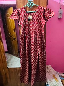 Chic Red Printed Night wear