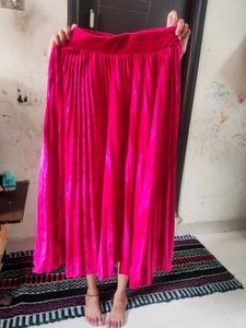 Vibrant Pink Pleated Skirt