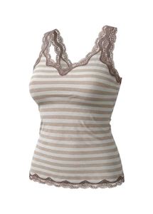 striped camisole with gold lace