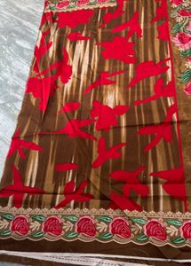 Brown &amp; Red Dress Material