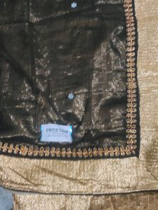 Designer Black And White Saree With Golden Border