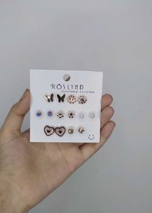 Cute Bow &amp; Heart Stud Earrings Set