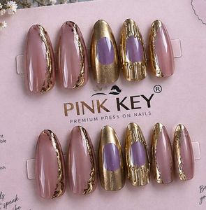 nude purple and chrome Press-On Nails Kit