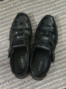 Men's Black Leather Sandals