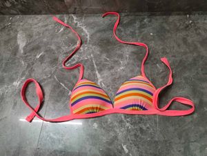 Colorful Striped Bikini Top