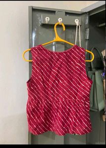 Maroon Striped Kurta Top