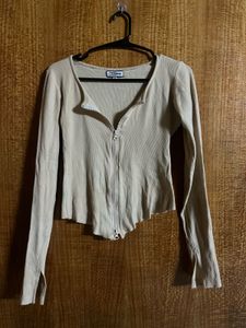 Ribbed Double Zip-Up Crop Top