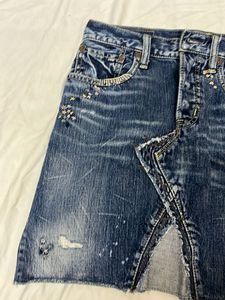 Distressed Denim Mini Skirt