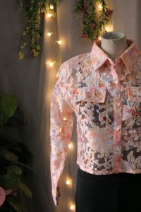 Sheer Floral Print Button-Up Shirt