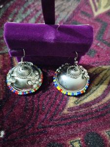 Boho Beaded Jhumka Earrings