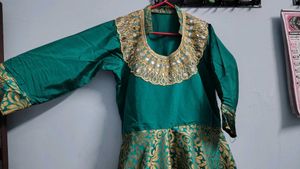 Green Lehenga Choli heavy  Golden Embroidery