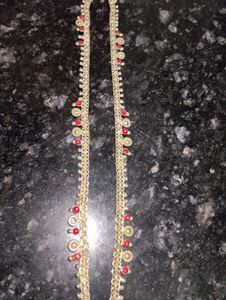 Elegant Anklets with Red Stones