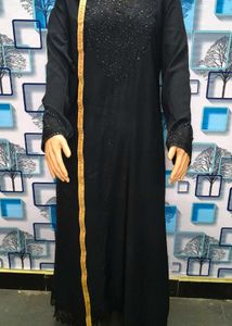Elegant Black Burqa Embroidery Ethnic Gown