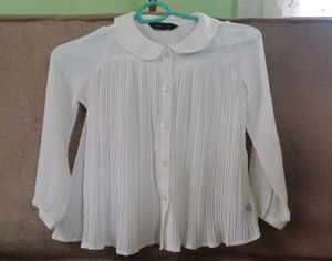 Elegant White Pleated formal tops for 2 to 4 years