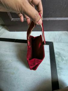 Luxury Red Velvet Heart Clutch - Gold Detailing