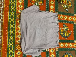 Cute Grey Ruffle Trim Top