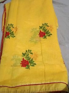 Yellow Embroidered Saree