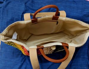 Colorful Woven, Antique Tote Bag, Dual Handles