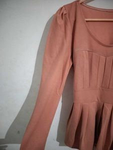 Peplum Top with Puff Sleeves