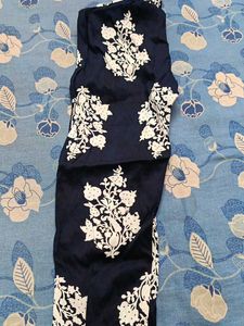 Navy Blue Floral Print Kurta with pant