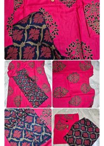 Maroon Printed Kurta Set