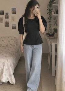 Chic Black Puff Sleeve Top