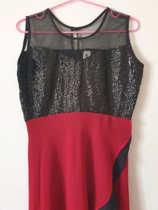 Cherry Red &amp; Black High Low Dress