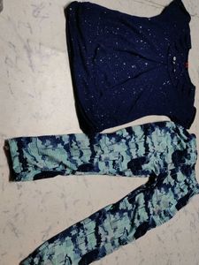 Sparkle Top & Patterned Pants Set