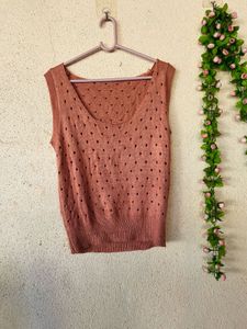 Sleeveless Polka Dot Knit Top