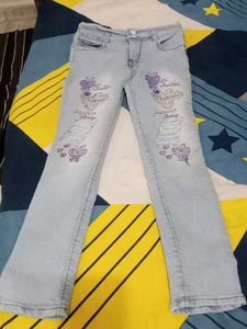 Cute Butterfly Embroidered Jeans