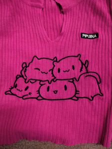 Crop pink cat shirt( SAVANA)
