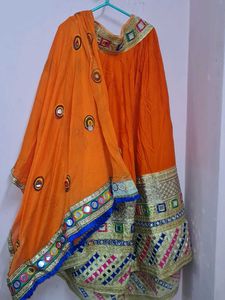 🧡Orange Chaniya Choli with Dupatt Embroidered Det