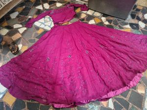 vine colour embroidery lehanga