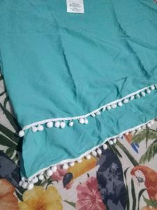 Chic Teal Top with Pom Po