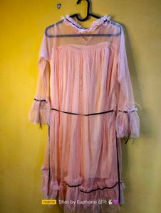 Sheer Pink Ruffle Dress
