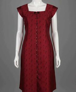Dark Red Printed Kurti with Front Button Detail
