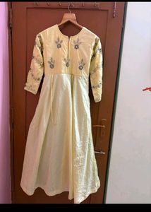 handwork Yellow &amp; Grey Embroidered Gown
