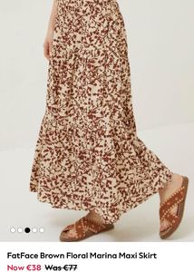 Brown Floral Tiered Maxi Skirt