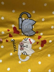 Cute Cat Print Yellow Polka Dot Sweatshirt