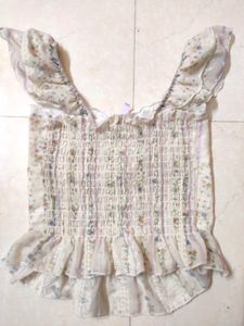 Floral Corset Top with Ribbon Detail