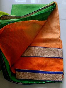 Vibrant Green Saree with Embellished Border