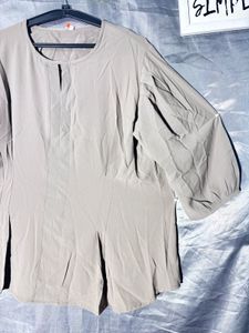 Chic Grey Balloon Sleeve Top