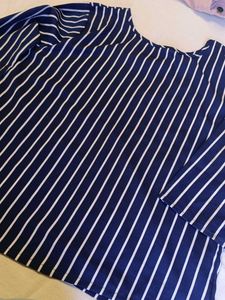 Navy & White Striped Long Sleeve Top