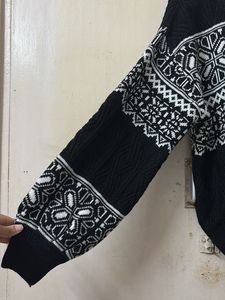 Black &amp; White Fair Isle Knit Sweater