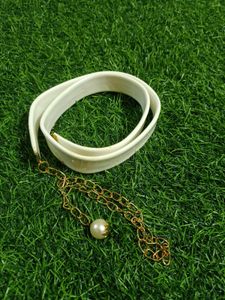 White &amp; Gold Chain Belt