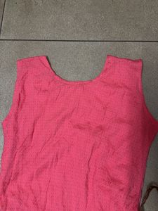 Chic Pink vintage Sleeveless Dress with Belt