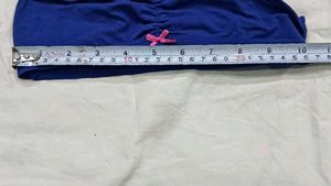 🖤 Blue Ruched Camisole Bra with Pink Bow