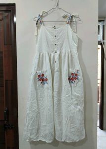 Sleeveless White Floral Dress